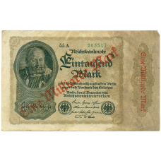 Банкнота 1 миллиард марок 1923 года Германия (Надпечатка на 1000 марок 1922 года) (аверс)