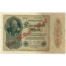 Банкнота 1 миллиард марок 1923 года Германия (Надпечатка на 1000 марок 1922 года)