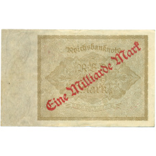 Банкнота 1 миллиард марок 1923 года Германия (Надпечатка на 1000 марок 1922 года) (реверс)