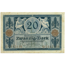 Банкнота 20 марок 1915 года Германия