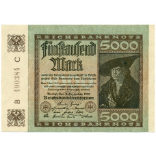 Банкнота 5000 марок 1922 года Германия