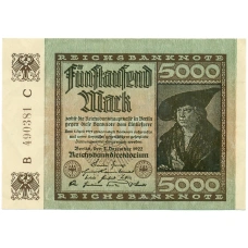 Банкнота 5000 марок 1922 года Германия