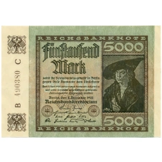Банкнота 5000 марок 1922 года Германия