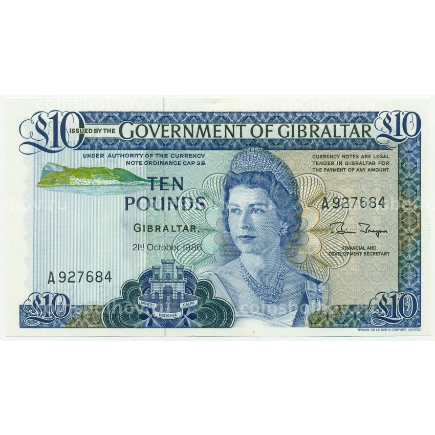 Банкнота 10 фунтов 1986 года Гибралтар