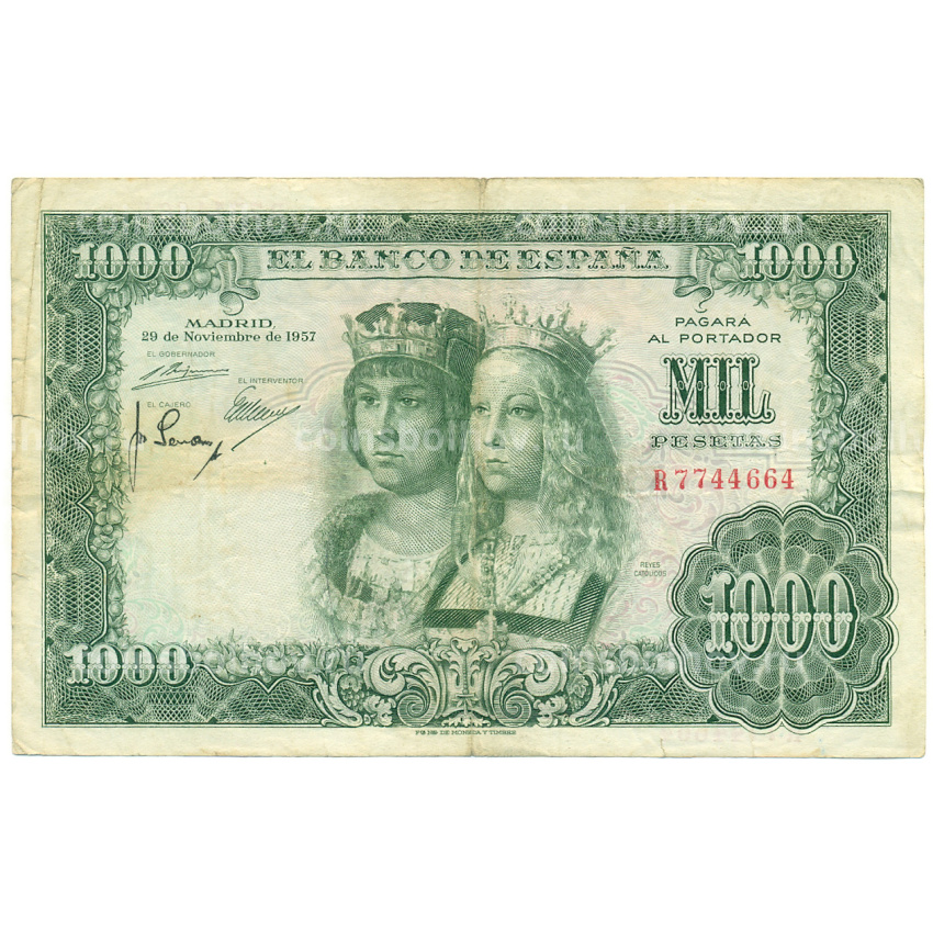 Банкнота 1000 песет 1957 года Испания