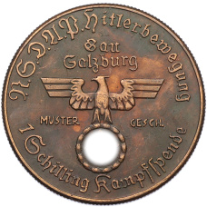 Жетон (Медаль) 1 шиллинг Германия «Адольф Гитлер» (Копия) (аверс)