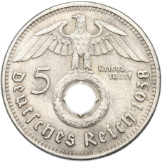 5 рейхсмарок 1938 года J Германия (Копия) (реверс)