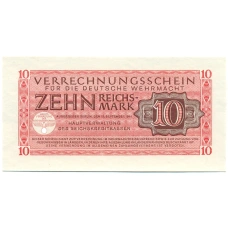 Банкнота 10 рейхсмарок 1944 года Германия (Вооруженные силы Германии) (аверс)