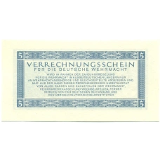 Банкнота 5 рейхсмарок 1944 года Германия (Вооруженные силы Германии) (реверс)