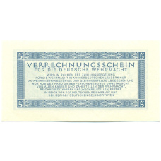 Банкнота 5 рейхсмарок 1944 года Германия (Вооруженные силы Германии) (вид 2)