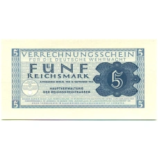 Банкнота 5 рейхсмарок 1944 года Германия (Вооруженные силы Германии) (аверс)