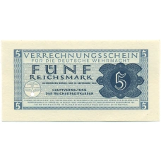 Банкнота 5 рейхсмарок 1944 года Германия (Вооруженные силы Германии) (аверс)