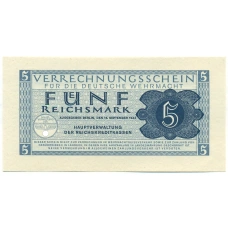 Банкнота 5 рейхсмарок 1944 года Германия (Вооруженные силы Германии) (аверс)