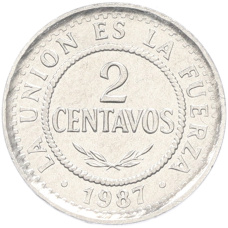 Монета 2 сентаво 1987 года Боливия (аверс)