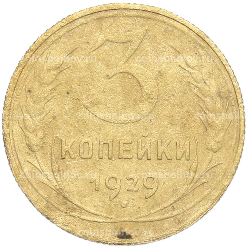 Монета 3 копейки 1929 года
