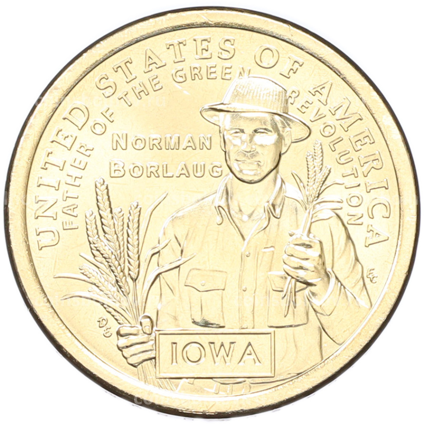 Монета 1 доллар 2026 года D США «Американские инновации — Айова. Норман Борлоуг (отец Зеленой революции)»