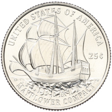 Монета 1/4 доллара (25 центов) 2026 года D США «250 лет независимости США — Мейфлауэр» (аверс)