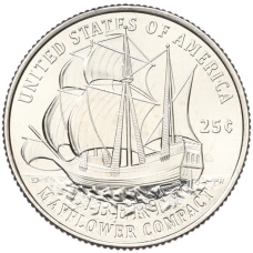 Монета 1/4 доллара (25 центов) 2026 года D США «250 лет независимости США — Мейфлауэр» (аверс)