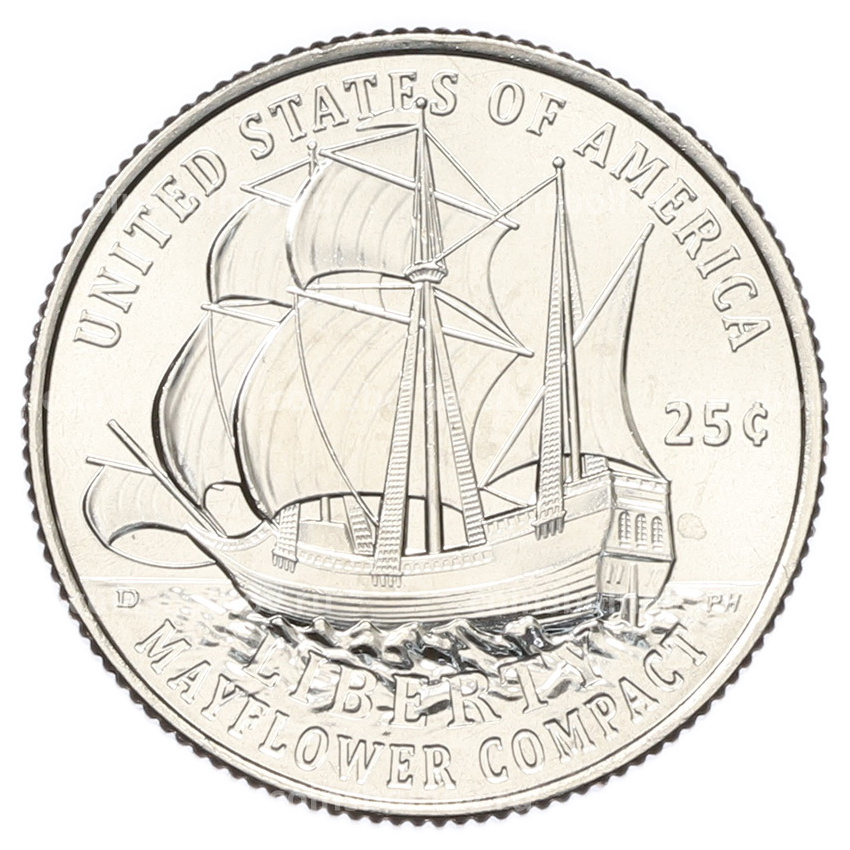 Монета 1/4 доллара (25 центов) 2026 года D США «250 лет независимости США — Мейфлауэр»