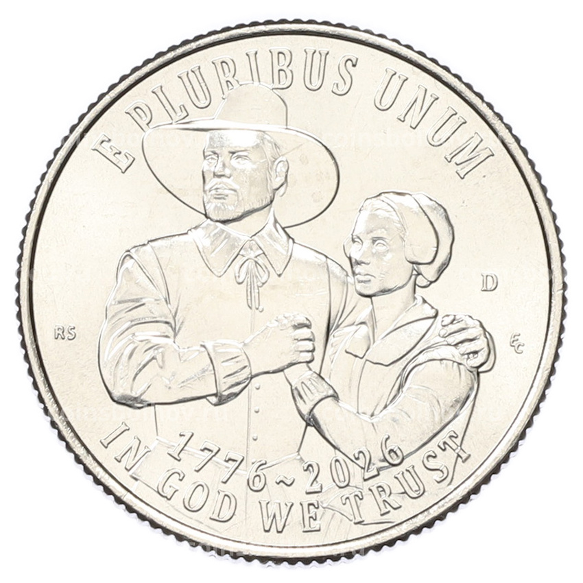 Монета 1/4 доллара (25 центов) 2026 года D США «250 лет независимости США — Мейфлауэр» (вид 2)