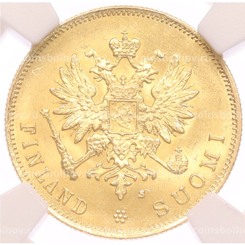 Монета 10 марок 1882 года Русская Финляндия — в слабе NGC (MS62) (вид 2)