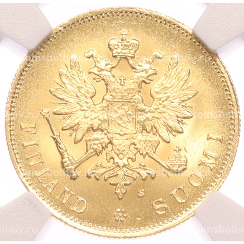 Монета 10 марок 1882 года Русская Финляндия — в слабе NGC (MS64) (вид 2)