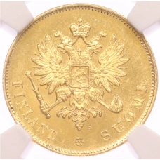 Монета 10 марок 1913 года Русская Финляндия — в слабе NGC (MS62) (реверс)