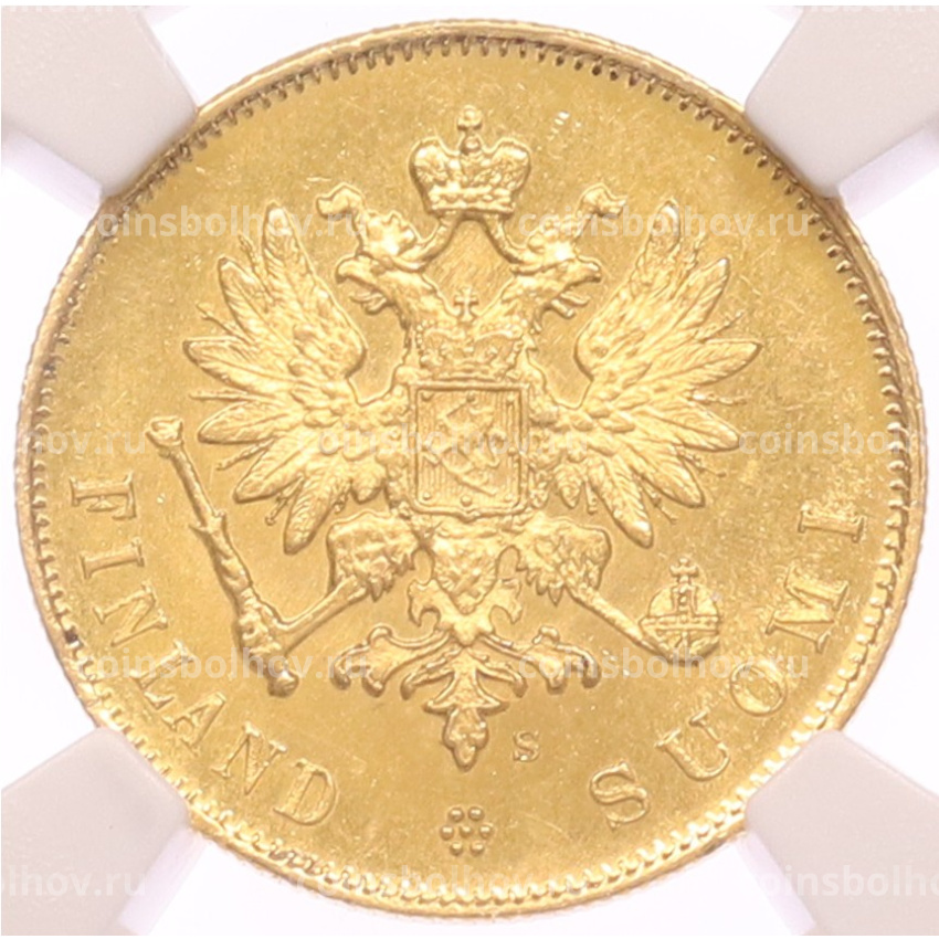 Монета 10 марок 1913 года Русская Финляндия — в слабе NGC (MS62) (вид 2)