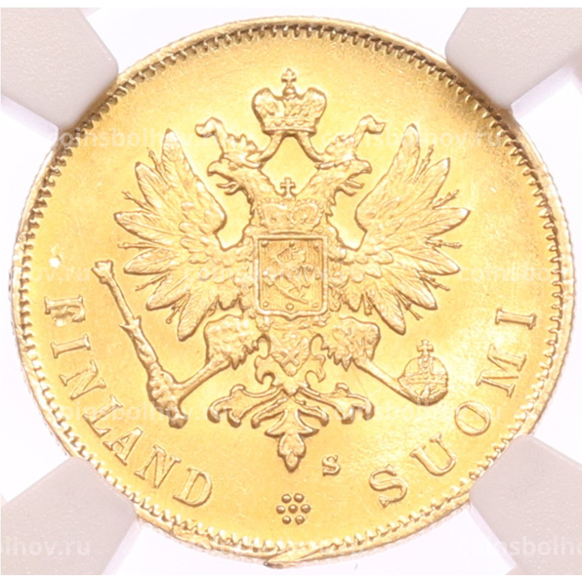 Монета 10 марок 1913 года Русская Финляндия — в слабе NGC (MS63) (вид 2)