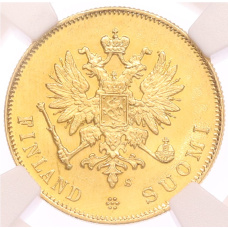 Монета 10 марок 1913 года Русская Финляндия — в слабе NGC (MS64) (реверс)