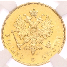 Монета 10 марок 1913 года Русская Финляндия — в слабе NGC (MS64) (реверс)