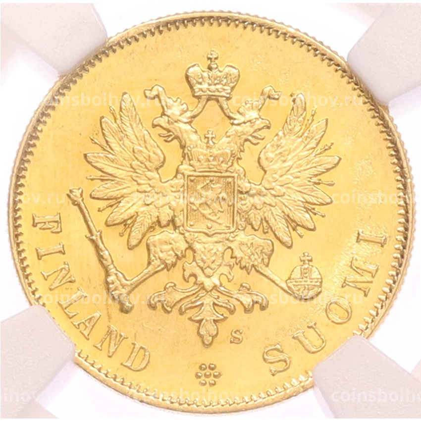 Монета 10 марок 1913 года Русская Финляндия — в слабе NGC (MS64) (вид 2)
