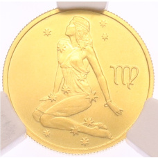 Монета 25 рублей 2002 года СПМД «Знаки зодиака — Дева» в слабе CPRC (MS69) (аверс)