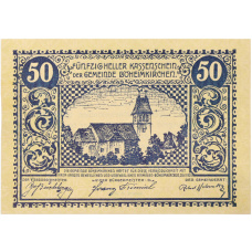Банкнота 50 геллеров 1920 года Австрия — община Бёхаймкирхен (Нотгельд)