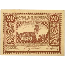 Банкнота 20 геллеров 1920 года Австрия — община Бёхаймкирхен (Нотгельд)