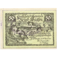 Банкнота 50 геллеров 1920 года Австрия — община Брук-Ваасен (Нотгельд)