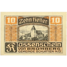 Банкнота 10 геллеров 1920 года Австрия — община Шлаттен (Нотгельд) (аверс)