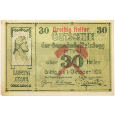 Банкнота 30 геллеров 1920 года Австрия — община Брикслегг в Тироле (Нотгельд) (аверс)
