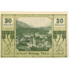 Банкнота 30 геллеров 1920 года Австрия — община Брикслегг в Тироле (Нотгельд) (реверс)