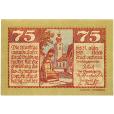 Банкнота 75 геллеров 1921 года Австрия — община Лофер в Зальцбурге (Нотгельд) (вид 2)