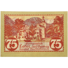 Банкнота 75 геллеров 1921 года Австрия — община Лофер в Зальцбурге (Нотгельд)