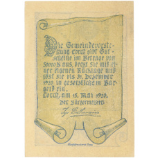 Банкнота 50 геллеров 1920 года Австрия — коммуна Лорх (Нотгельд) (вид 2)