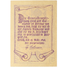 Банкнота 50 геллеров 1920 года Австрия — коммуна Лорх (Нотгельд) (вид 2)