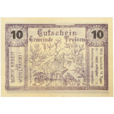 Банкнота 10 геллеров 1920 года Австрия — община Трайзен (Нотгельд) (вид 2)