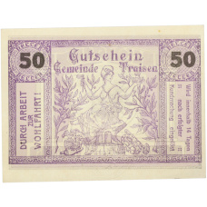 Банкнота 50 геллеров 1920 года Австрия — община Трайзен (Нотгельд) (вид 2)