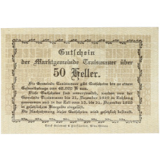 Банкнота 50 геллеров 1920 года Австрия — город Трайсмауэр (Нотгельд) (вид 2)