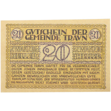 Банкнота 20 геллеров 1920 года Австрия — община Траун (Нотгельд) (реверс)