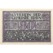 Банкнота 80 геллеров 1920 года Австрия — община Траун (Нотгельд) (вид 2)