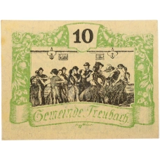 Банкнота 10 геллеров 1920 года Австрия — община Треубах (Нотгельд)