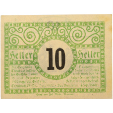 Банкнота 10 геллеров 1920 года Австрия — община Треубах (Нотгельд) (вид 2)